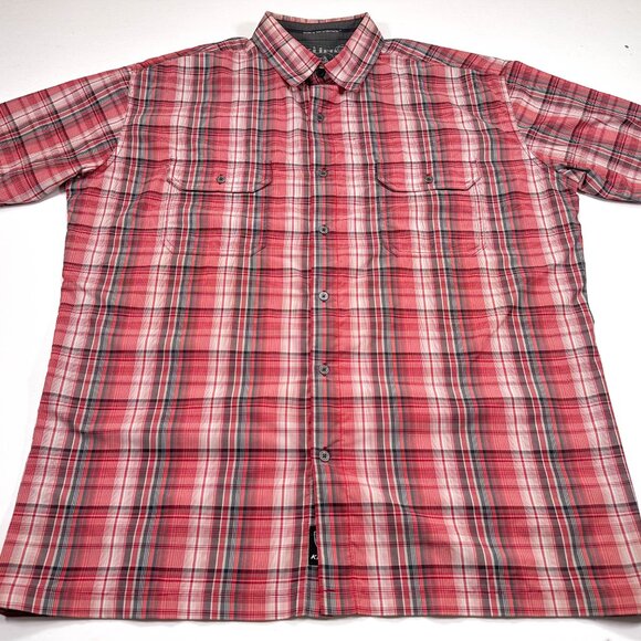 Kuhl Eluxor Shirt Men’s XXL Red Plaid Metal Button Outdoor Hiking Short Sleeve - Picture 2 of 4